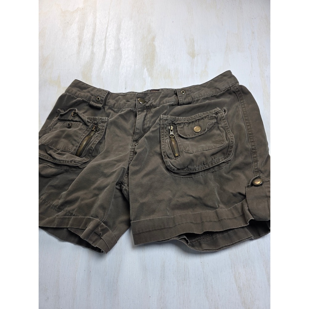 Urban Behavior Cargo Shorts Brown Olive Y2K Grunge Utility Cotton Women Large